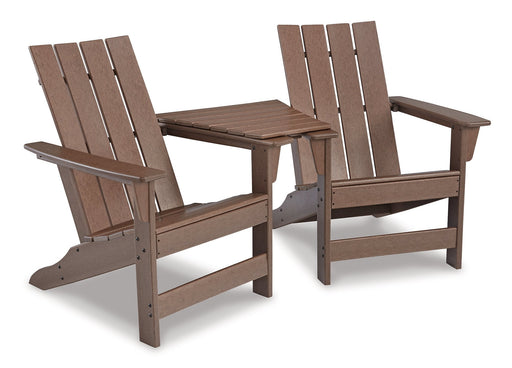 Emmeline Outdoor Adirondack Chairs with Tete-A-Tete Connector - Premium Outdoor Table Set from Ashley Furniture - Just $491! Shop now at Furniture Wholesale Plus  We are the best furniture store in Nashville, Hendersonville, Goodlettsville, Madison, Antioch, Mount Juliet, Lebanon, Gallatin, Springfield, Murfreesboro, Franklin, Brentwood