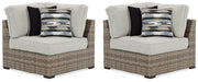Calworth Outdoor Corner with Cushion (Set of 2) - Premium Outdoor Seating from Ashley Furniture - Just $643.55! Shop now at Furniture Wholesale Plus  We are the best furniture store in Nashville, Hendersonville, Goodlettsville, Madison, Antioch, Mount Juliet, Lebanon, Gallatin, Springfield, Murfreesboro, Franklin, Brentwood