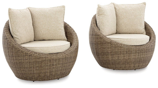 Danson Swivel Lounge with Cushion (Set of 2) - Premium Outdoor Seating from Ashley Furniture - Just $1208.48! Shop now at Furniture Wholesale Plus  We are the best furniture store in Nashville, Hendersonville, Goodlettsville, Madison, Antioch, Mount Juliet, Lebanon, Gallatin, Springfield, Murfreesboro, Franklin, Brentwood