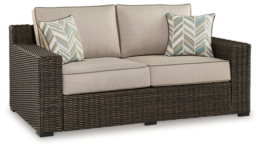 Coastline Bay Outdoor Loveseat with Cushion - Premium Outdoor Seating from Ashley Furniture - Just $943.67! Shop now at Furniture Wholesale Plus  We are the best furniture store in Nashville, Hendersonville, Goodlettsville, Madison, Antioch, Mount Juliet, Lebanon, Gallatin, Springfield, Murfreesboro, Franklin, Brentwood