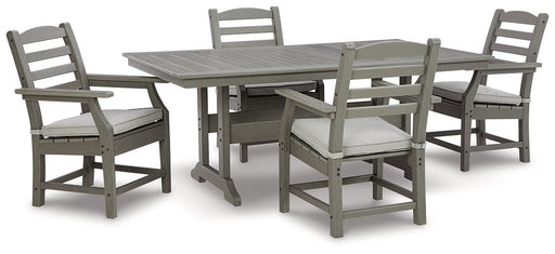 Visola Outdoor Dining Table with 4 Chairs - Premium Outdoor Seating Set from Ashley Furniture - Just $1860.28! Shop now at Furniture Wholesale Plus  We are the best furniture store in Nashville, Hendersonville, Goodlettsville, Madison, Antioch, Mount Juliet, Lebanon, Gallatin, Springfield, Murfreesboro, Franklin, Brentwood