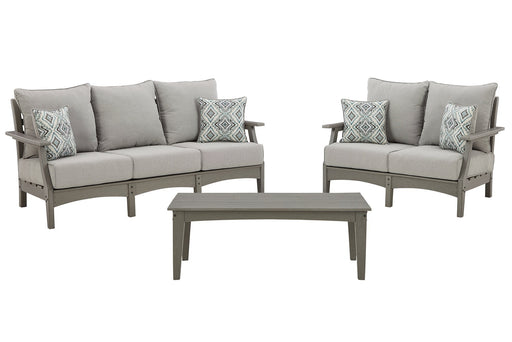 Visola Outdoor Sofa and Loveseat with Coffee Table - Premium Outdoor Dining Set from Ashley Furniture - Just $2437.07! Shop now at Furniture Wholesale Plus  We are the best furniture store in Nashville, Hendersonville, Goodlettsville, Madison, Antioch, Mount Juliet, Lebanon, Gallatin, Springfield, Murfreesboro, Franklin, Brentwood