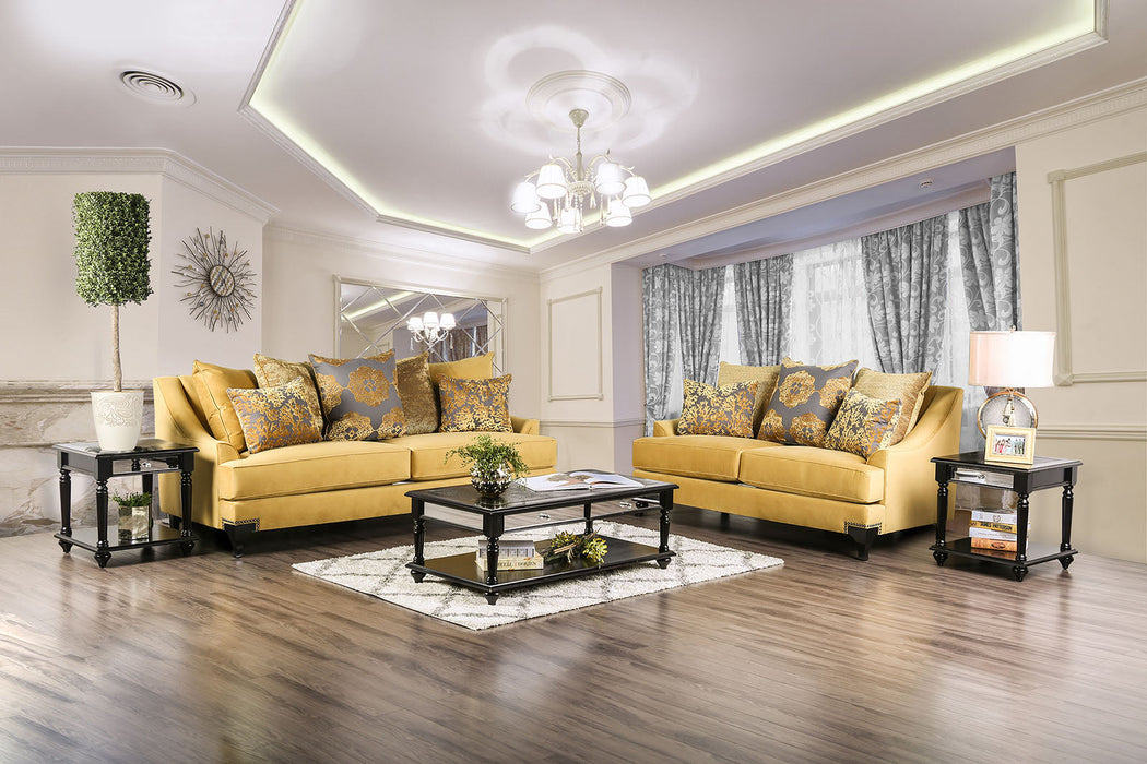 Viscontti Gold Sofa + Love Seat - Premium Living Room Set from FOA East - Just $3589.95! Shop now at Furniture Wholesale Plus (Nashville,TN)  We are the best furniture store in Nashville, Hendersonville, Goodlettsville, Madison, Antioch, Mount Juliet, Lebanon, Gallatin, Springfield, Murfreesboro, Franklin, Brentwood
