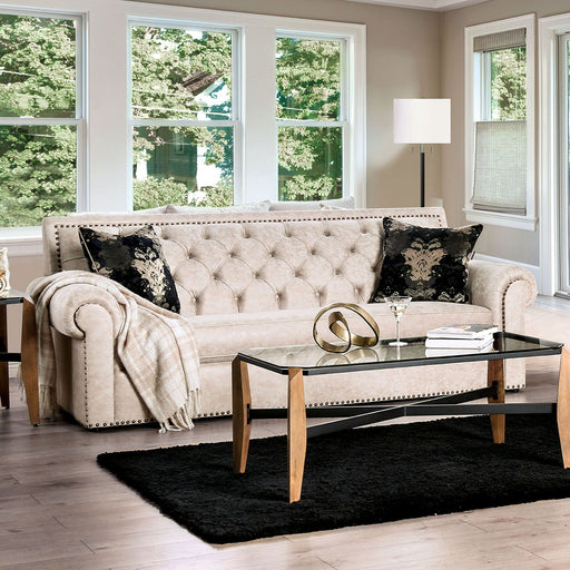 Parshall Beige W/ Gold Highlights Sofa - Premium Sofa from FOA East - Just $2137.20! Shop now at Furniture Wholesale Plus  We are the best furniture store in Nashville, Hendersonville, Goodlettsville, Madison, Antioch, Mount Juliet, Lebanon, Gallatin, Springfield, Murfreesboro, Franklin, Brentwood