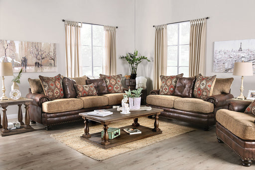 Fletcher Brown/Tan Sofa + Love Seat - Premium Living Room Set from FOA East - Just $2609.10! Shop now at Furniture Wholesale Plus  We are the best furniture store in Nashville, Hendersonville, Goodlettsville, Madison, Antioch, Mount Juliet, Lebanon, Gallatin, Springfield, Murfreesboro, Franklin, Brentwood