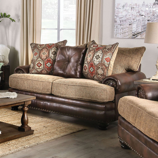 Fletcher Brown/Tan Love Seat - Premium Loveseat from FOA East - Just $1246.05! Shop now at Furniture Wholesale Plus  We are the best furniture store in Nashville, Hendersonville, Goodlettsville, Madison, Antioch, Mount Juliet, Lebanon, Gallatin, Springfield, Murfreesboro, Franklin, Brentwood