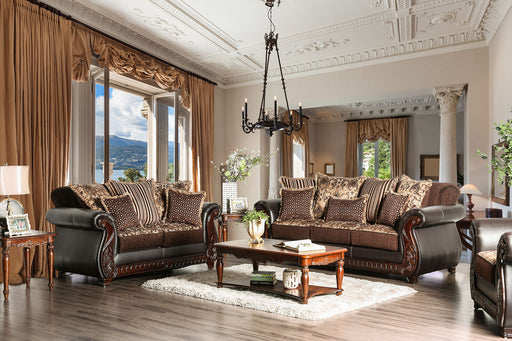 Dark Brown/Tan Sofa + Love Seat - Premium Living Room Set from FOA East - Just $3073.20! Shop now at Furniture Wholesale Plus  We are the best furniture store in Nashville, Hendersonville, Goodlettsville, Madison, Antioch, Mount Juliet, Lebanon, Gallatin, Springfield, Murfreesboro, Franklin, Brentwood