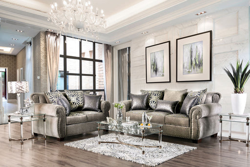 Sinatra Gray/Champagne Sofa + Love Seat - Premium Living Room Set from FOA East - Just $2909.40! Shop now at Furniture Wholesale Plus  We are the best furniture store in Nashville, Hendersonville, Goodlettsville, Madison, Antioch, Mount Juliet, Lebanon, Gallatin, Springfield, Murfreesboro, Franklin, Brentwood
