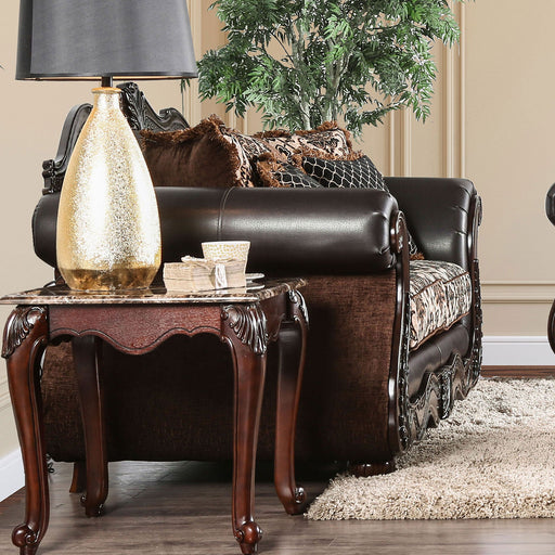 JAMAEL Brown/Espresso Love Seat - Premium Loveseat from FOA East - Just $1526.85! Shop now at Furniture Wholesale Plus  We are the best furniture store in Nashville, Hendersonville, Goodlettsville, Madison, Antioch, Mount Juliet, Lebanon, Gallatin, Springfield, Murfreesboro, Franklin, Brentwood