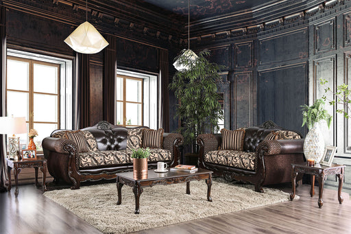 Quirino Light Brown/Dark Brown Sofa + Love Seat - Premium Living Room Set from FOA East - Just $3334.50! Shop now at Furniture Wholesale Plus  We are the best furniture store in Nashville, Hendersonville, Goodlettsville, Madison, Antioch, Mount Juliet, Lebanon, Gallatin, Springfield, Murfreesboro, Franklin, Brentwood