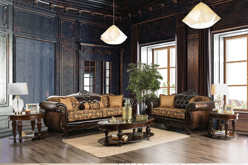 Quirino Tan/Dark Brown Sofa + Love Seat - Premium Living Room Set from FOA East - Just $3334.50! Shop now at Furniture Wholesale Plus  We are the best furniture store in Nashville, Hendersonville, Goodlettsville, Madison, Antioch, Mount Juliet, Lebanon, Gallatin, Springfield, Murfreesboro, Franklin, Brentwood