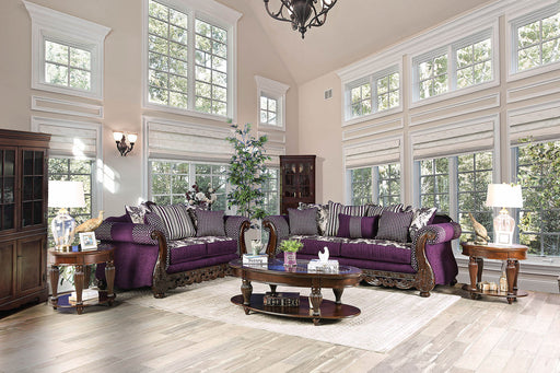 Emilia Purple/Silver Sofa + Love Seat - Premium Living Room Set from FOA East - Just $3213.60! Shop now at Furniture Wholesale Plus  We are the best furniture store in Nashville, Hendersonville, Goodlettsville, Madison, Antioch, Mount Juliet, Lebanon, Gallatin, Springfield, Murfreesboro, Franklin, Brentwood
