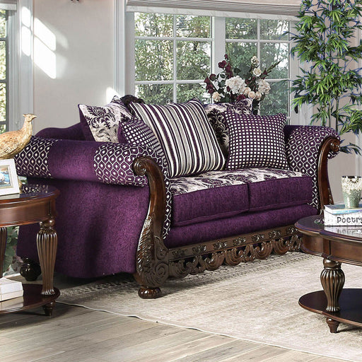 Emilia Purple/Silver Love Seat - Premium Loveseat from FOA East - Just $1571.70! Shop now at Furniture Wholesale Plus  We are the best furniture store in Nashville, Hendersonville, Goodlettsville, Madison, Antioch, Mount Juliet, Lebanon, Gallatin, Springfield, Murfreesboro, Franklin, Brentwood