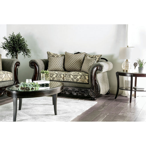 Justina Gray/Espresso Love Seat - Premium Loveseat from FOA East - Just $1548.30! Shop now at Furniture Wholesale Plus  We are the best furniture store in Nashville, Hendersonville, Goodlettsville, Madison, Antioch, Mount Juliet, Lebanon, Gallatin, Springfield, Murfreesboro, Franklin, Brentwood