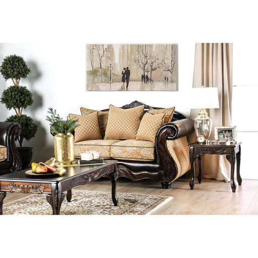 Aislynn Gold/Espresso Love Seat - Premium Loveseat from FOA East - Just $1571.70! Shop now at Furniture Wholesale Plus  We are the best furniture store in Nashville, Hendersonville, Goodlettsville, Madison, Antioch, Mount Juliet, Lebanon, Gallatin, Springfield, Murfreesboro, Franklin, Brentwood