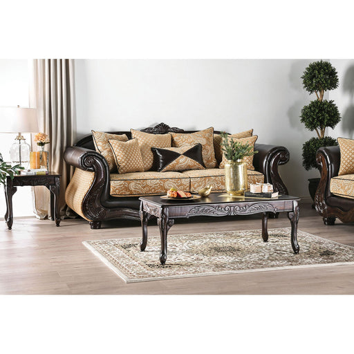 Aislynn Gold/Espresso Sofa - Premium Sofa from FOA East - Just $1667.25! Shop now at Furniture Wholesale Plus  We are the best furniture store in Nashville, Hendersonville, Goodlettsville, Madison, Antioch, Mount Juliet, Lebanon, Gallatin, Springfield, Murfreesboro, Franklin, Brentwood