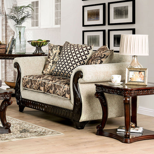 Caldiran Beige/Brown Love Seat - Premium Loveseat from FOA East - Just $1361.10! Shop now at Furniture Wholesale Plus  We are the best furniture store in Nashville, Hendersonville, Goodlettsville, Madison, Antioch, Mount Juliet, Lebanon, Gallatin, Springfield, Murfreesboro, Franklin, Brentwood
