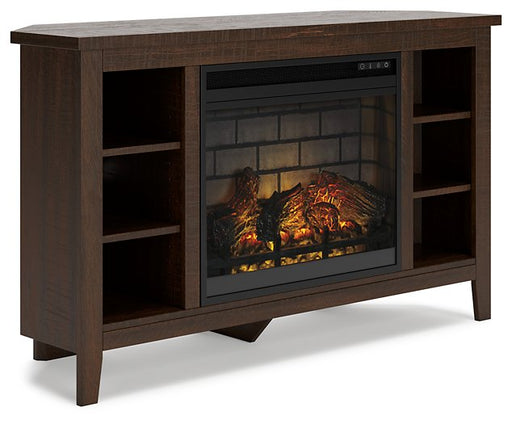 Camiburg Corner TV Stand with Electric Fireplace - Premium TV Stand from Ashley Furniture - Just $438.69! Shop now at Furniture Wholesale Plus  We are the best furniture store in Nashville, Hendersonville, Goodlettsville, Madison, Antioch, Mount Juliet, Lebanon, Gallatin, Springfield, Murfreesboro, Franklin, Brentwood